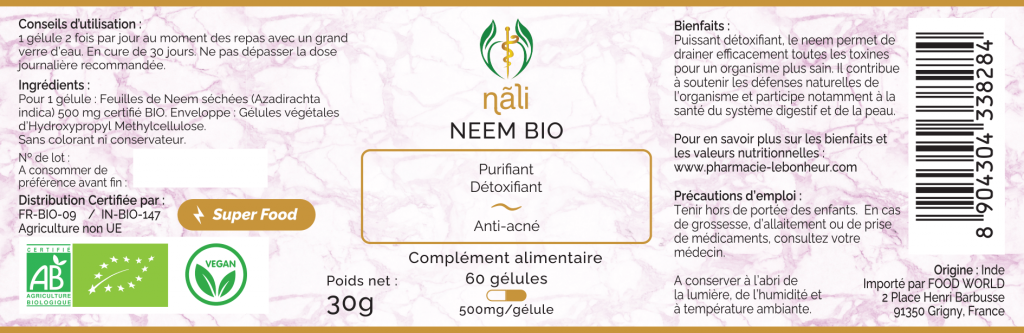 Neem bio Minceur - Anti-acné - Détoxifiant