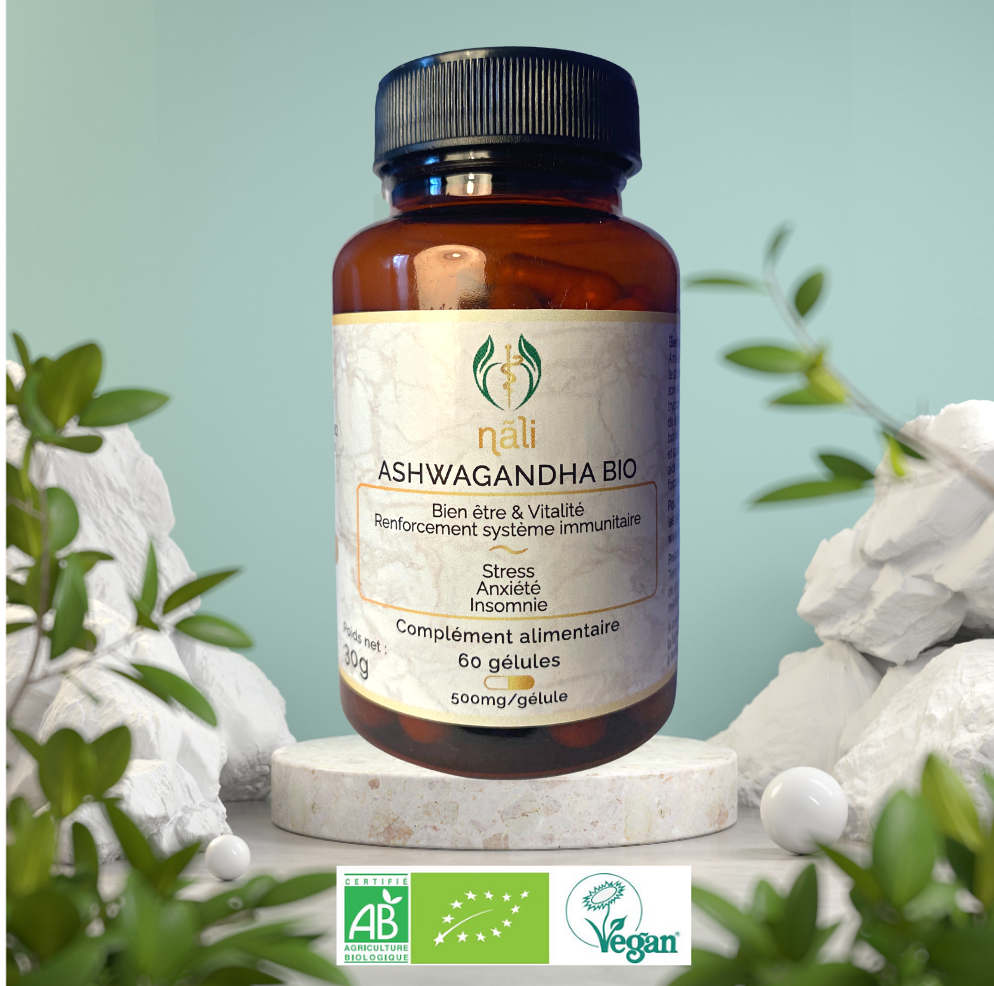 Ashwagandha Bio - Anti-Stress Naturel pour stopper Chute et stimuler Pousse de Cheveux